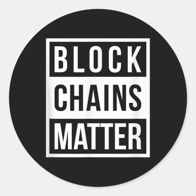 Adesivo Redondo Cadeias de Bloqueio - Engraçada Oferta Criptográfi (Frente)
