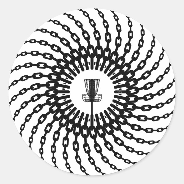 Adesivo Redondo Cadeias de cestos de golfe de disco (Frente)