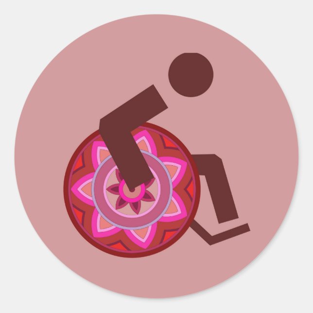 ADESIVO REDONDO CADEIRA DE RODAS MADEIRA DIFERENTE DE PESSOAS CAPA (Frente)