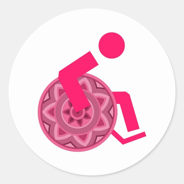 ADESIVO REDONDO CADEIRA DE RODAS MADEIRA DIFERENTE DE PESSOAS CAPA (Frente)