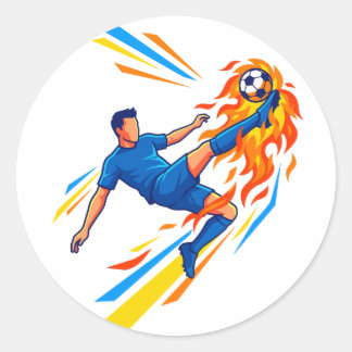 Adesivo Redondo Caderno de Esportes Chute de Bicicleta Bola Flamej