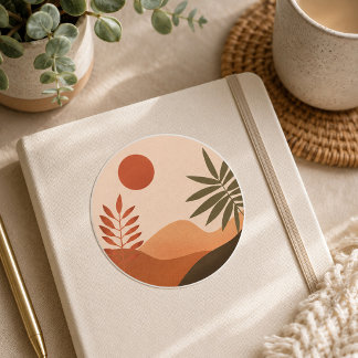 Adesivo Redondo Caderno Sol do Deserto Boho