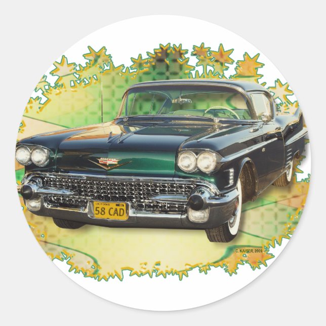 Adesivo Redondo cadillac 1958 nº 2 (Frente)