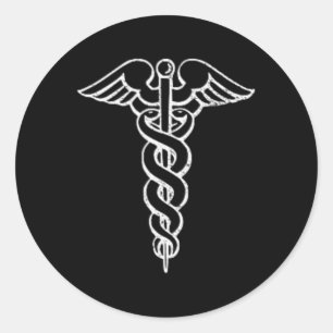 Adesivo Redondo Caduceus Símbolo Enfermeiro Médico Rn Np Na Hospit