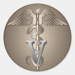 Adesivo Redondo Caduceus veterinário