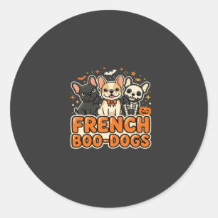Adesivo Redondo Cães Boo Franceses Desenho de Bulldog Francês de H