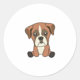 Adesivo Redondo Cães Boxer Puppy Cães Doces Para Crianças Amigos D