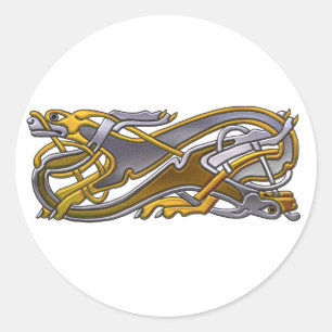 Adesivo Redondo Cães celtas do nó 2 - ouro e prata