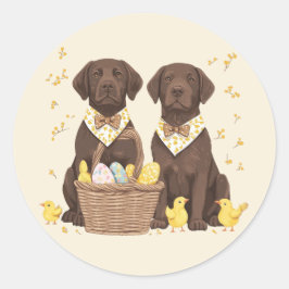Adesivo Redondo Cães Chocolate Labrador Retriever da Páscoa
