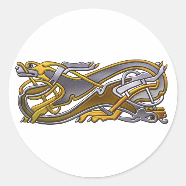 Adesivo Redondo Cães com Nó Celta 2 - ouro e prata (Frente)