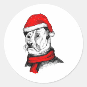 Adesivo Redondo Cães com tampa de Natal