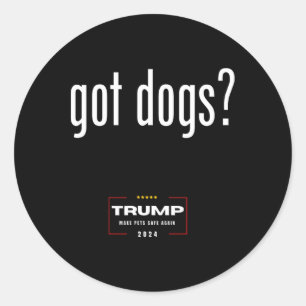 Adesivo Redondo Cães Comendo Os Gatos Dos Cães - Trump Torna Anima