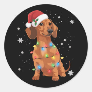 Adesivo Redondo Cães Dachshund Árvore Natal Pet Cão