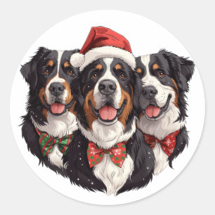 Adesivo Redondo Cães das Montanhas Bernesas de Natal