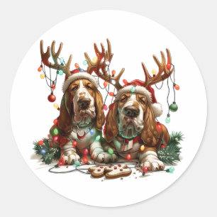 Adesivo Redondo Cães de Cães de Caça de Natal