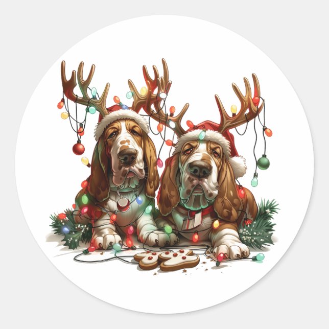Adesivo Redondo Cães de Cães de Caça de Natal (Frente)