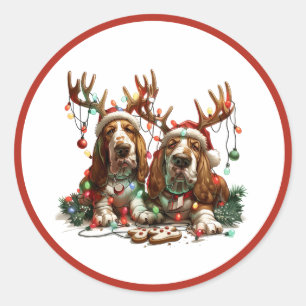 Adesivo Redondo Cães de Cães de Caça de Natal