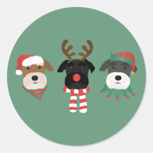 Adesivo Redondo Cães de Natal Schnauzer