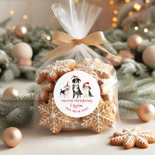 Adesivo Redondo Cães de Natal Tipografia Feliz Natal