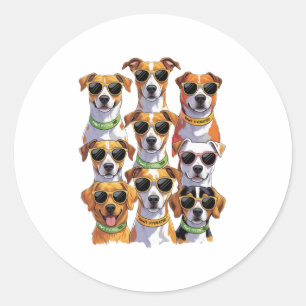 Adesivo Redondo Cães de óculos de sol Patas Hidratadas