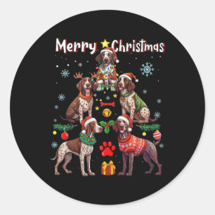Adesivo Redondo Cães de Ponta de Baixo Alemão Feliz Natal Tr