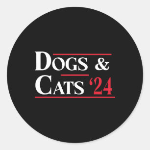 Adesivo Redondo Cães e Gatos 2024 Eles estão comendo os cães