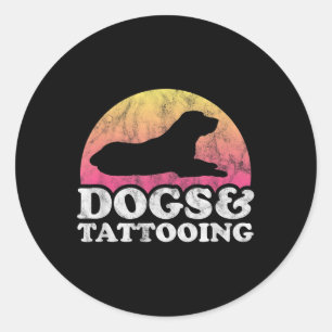 Adesivo Redondo Cães E Mulheres Em Tatuagem Cão E Tatuagem