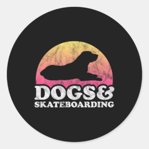 Adesivo Redondo Cães E Skate Masculino Ou Feminino Cão E Skate