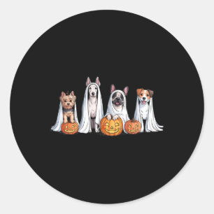 Adesivo Redondo Cães Fantasmas Cães Bonitos Vestidos Como Fantasma
