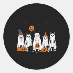 Adesivo Redondo Cães Fantasmas de Halloween Design de Desenho Anim
