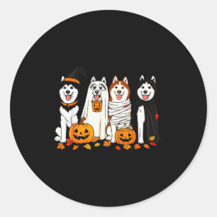 Adesivo Redondo Cães Fantasmas Husky Engraçados Cachorro Halloween