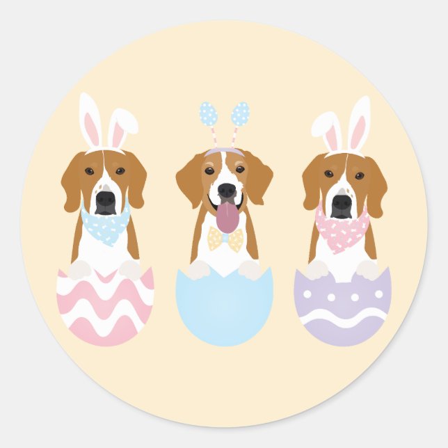 Adesivo Redondo Cães felzs pascoa (Frente)