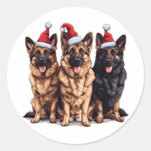 Adesivo Redondo Cães Papais noeis de Natal