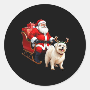Adesivo Redondo Cães Papais noeis De Pântano Sleigh Maltês Reindet