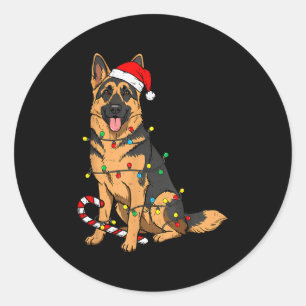 Adesivo Redondo Cães Pastor Alemão Luzes de Natal Pet Cachorro