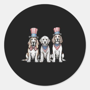 Adesivo Redondo Cães Patrióticos 4 De Julho Bandeira Americana Pet