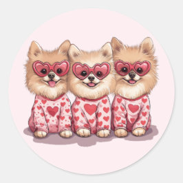 Adesivo Redondo Cães Pomeranianos dias de os namorados