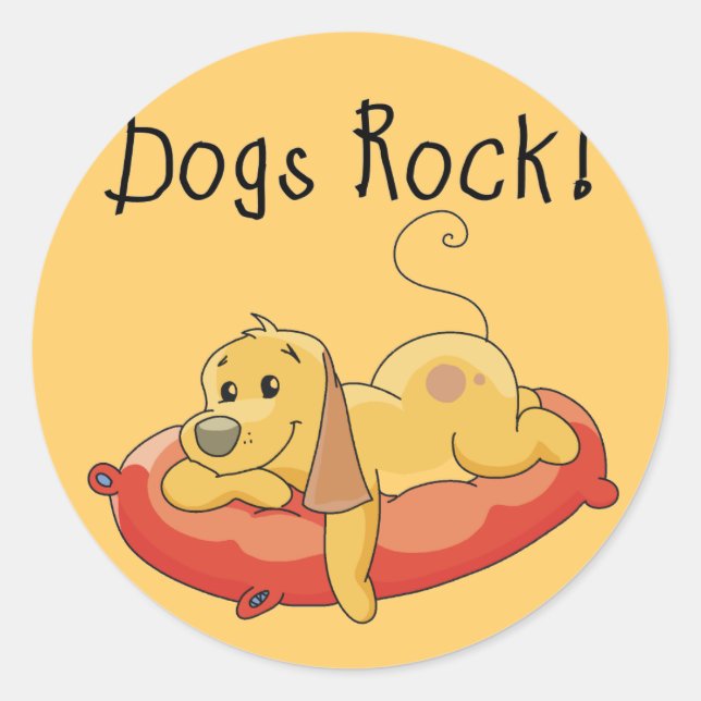 Adesivo Redondo Cães Rochedos Camisetas e presentes (Frente)
