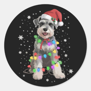 Adesivo Redondo Cães Schnauzer Árvore Natal Pet Animal Cão 