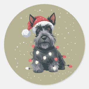 Adesivo Redondo Cães Scottie Terrier Escocês Natal Cadela Mãe
