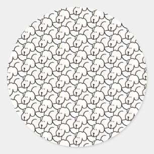 Adesivo Redondo Cães Sentados Cartoon Engraçado