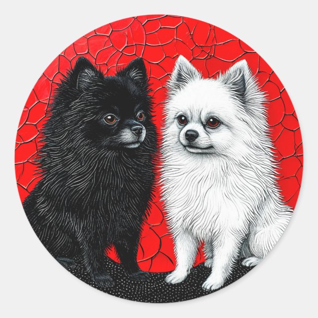 Adesivo Redondo cães spitz japoneses (Frente)