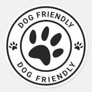 Adesivo Redondo Café Amigável ao Cão Pet Bem-vindo