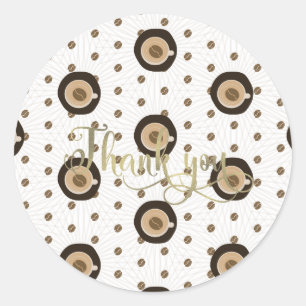 Adesivo Redondo Café Bar Latte Chuveiro de Noiva Roteiro em Folha