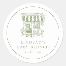 Adesivo Redondo Cafe Bebe Baby Brunch Sticker