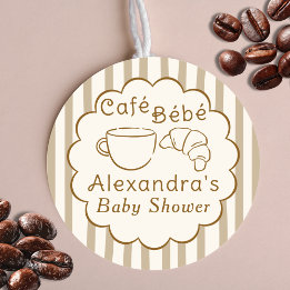 Adesivo Redondo Café Bebe Café Francês Chá de Bebê Personalizado