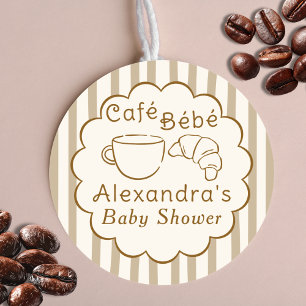 Adesivo Redondo Café Bebe Café Francês Chá de Bebê Personalizado