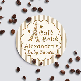 Adesivo Redondo Cafe Bebe Paris Coffee Personalized Baby Shower