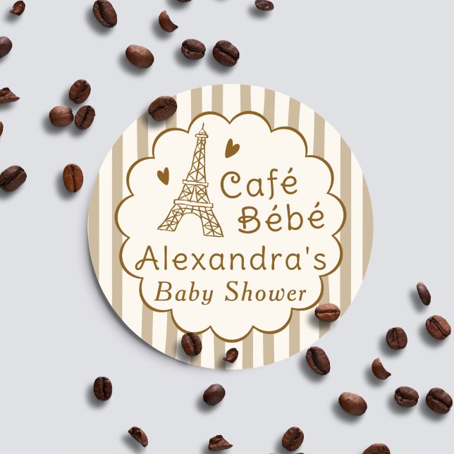 Adesivo Redondo Cafe Bebe Paris Coffee Personalized Baby Shower (Criador carregado)