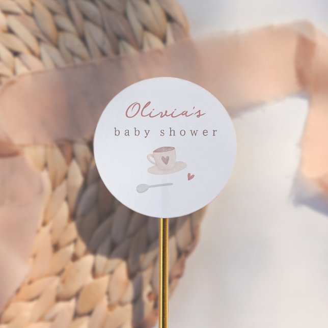 Adesivo Redondo Cafe Bebe Watercolor Baby Shower Thank You (Criador carregado)